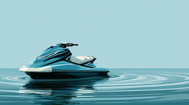 Blue Jet Ski on Calm Water Surface