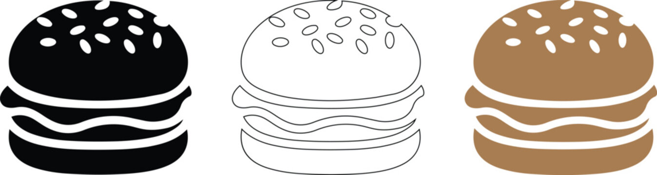 Vector illustration of hamburger fast food icon set with hamburger