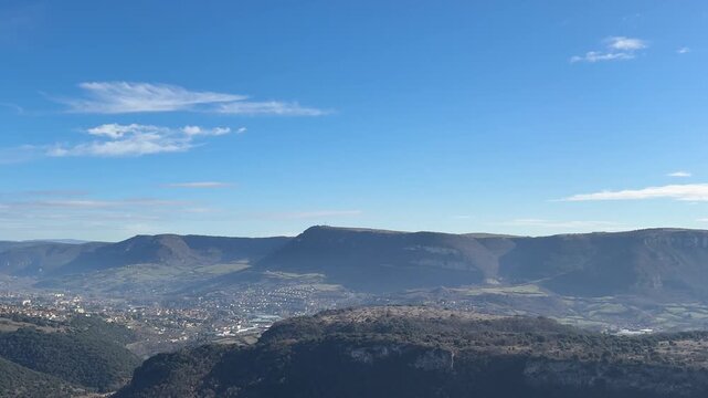 Scenic Panoramic Landscape of the Tarn River Valley Near Millau France