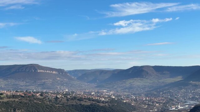 Scenic Panoramic Landscape of the Tarn River Valley Near Millau France