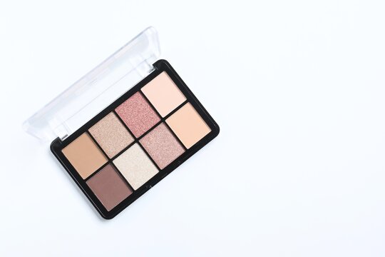 Palette of bright eyeshadows on a white background