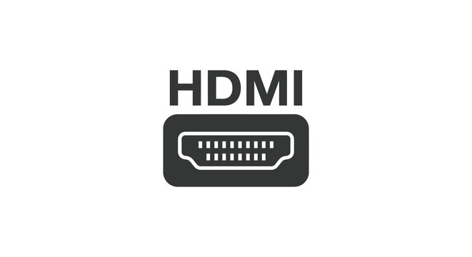 Hdmi Connector Silhouette In Black And White Isolated Design Silhouette