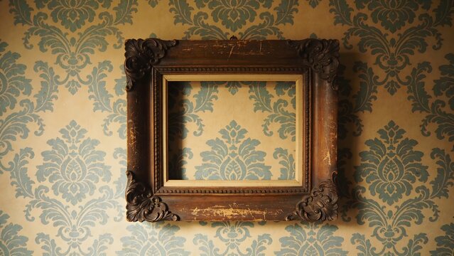 vintage gold frame on the wall