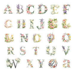 Naklejka premium alphabet of flowers