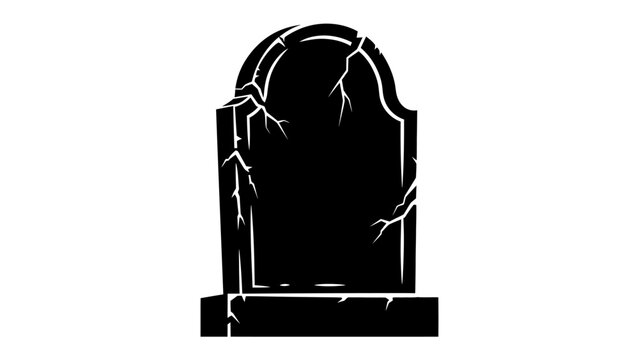 Cracked Tombstone: A solemn silhouette of a cracked tombstone stands as a somber reminder of remembrance and finality, evoking thoughts of history and legacy.