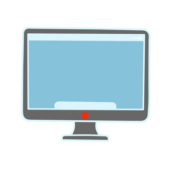 Cute hand drawn PC monitor vector icon for desktop and workspace concepts