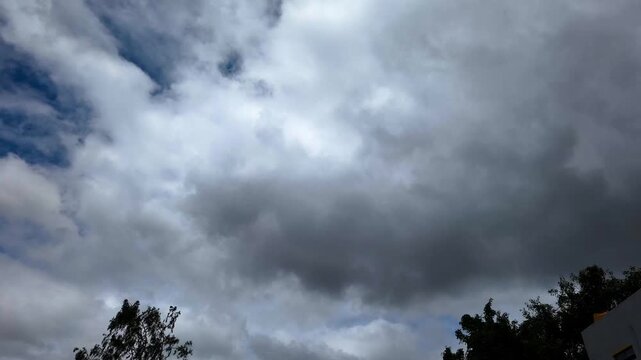 8x Timelapse of Fast Moving Clouds Across Blue Sky Background