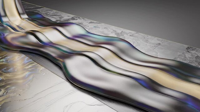 Diagonal Liquid Iridium Flow Luxury Metallic Motion Background