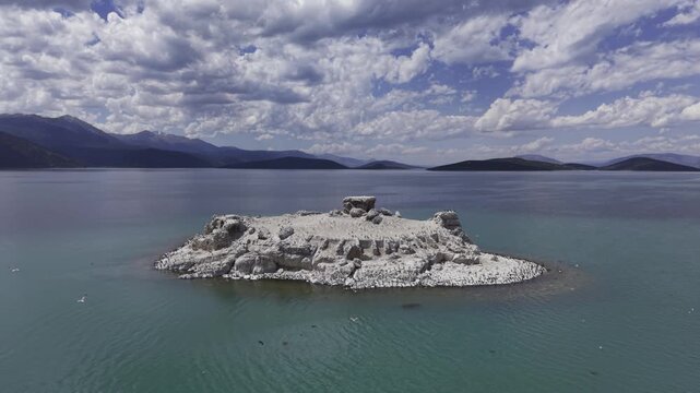 Cinematic Drone Video of Kubadabad Kiz Kalesi Island and Seljuk Ruins on Beysehir Lake in Turkey