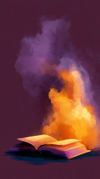 Mystical Open Book with Glowing Magic