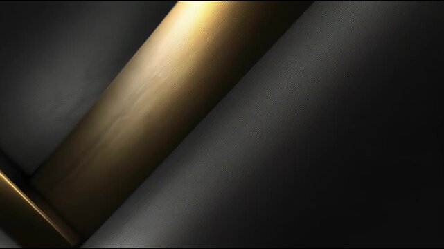 A close-up of a metallic golden surface with sharp edges and a dark background