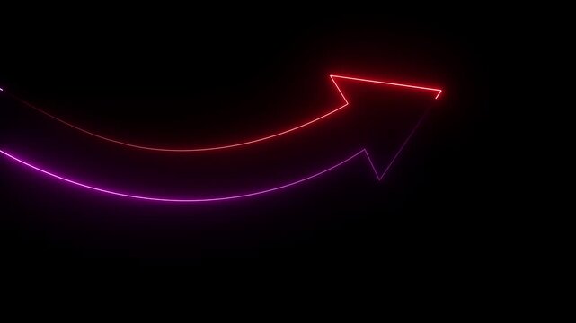 Glowing neon Business operational changes. Successful business turnaround and performance recovery. Businessperson tapping a rising arrow.4k video animation.