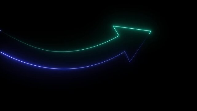 Glowing neon Business operational changes. Successful business turnaround and performance recovery. Businessperson tapping a rising arrow.4k video animation.