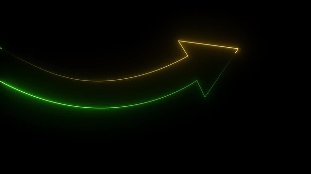 Glowing neon Business operational changes. Successful business turnaround and performance recovery. Businessperson tapping a rising arrow.4k video animation.