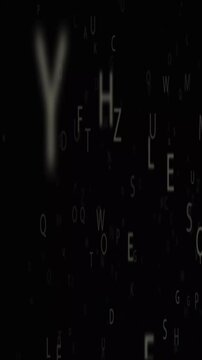 Cinematic abstract background with floating letters