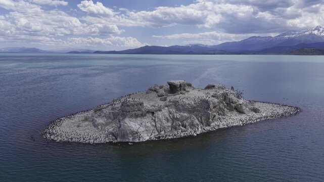 Cinematic Drone Video of Kubadabad Kiz Kalesi Island and Seljuk Ruins on Beysehir Lake in Turkey
