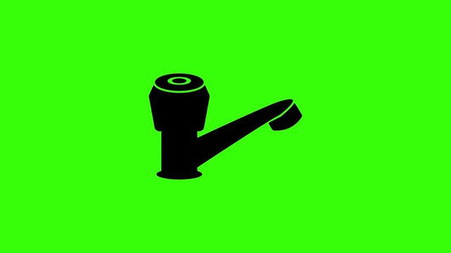 Dripping water tap vector icon animation on green screen background