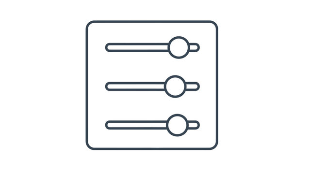 Minimalist icon of three horizontal sliders within a rounded rectangle