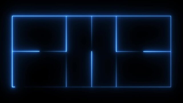 Pickleball court icon animation on black background. futuristic digital icon video. animation