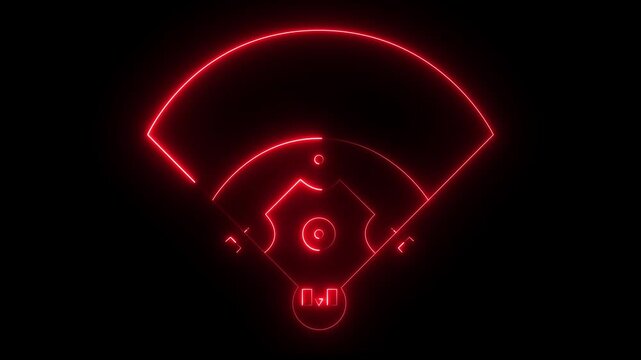 Baseball field icon animation on black background. futuristic digital icon video of a high-tech Baseball field. Motion Graphic concept. animation
