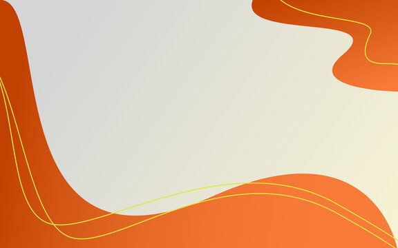Abstract terracotta orange wave background with elegant yellow line art and pastel cream copy space. Minimalist vibrant burnt orange fluid backdrop for modern presentation and creative template