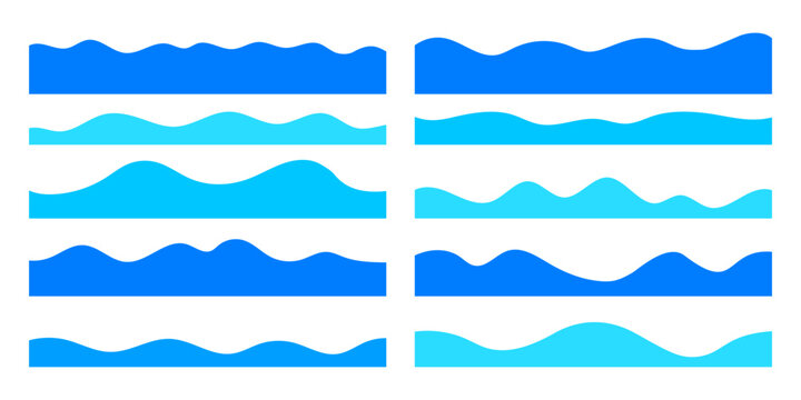 Set of down border, separator, divider shapes vector illustration