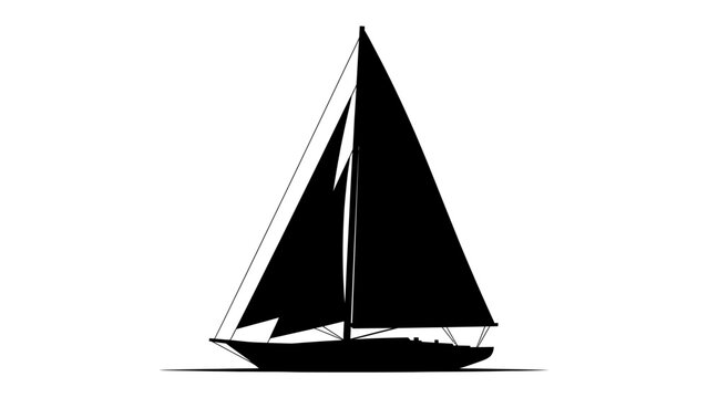 Sleek Sailboat Silhouette: A striking black silhouette of a sailboat with full sails stands against a clean background, embodying freedom and adventure on the open water.