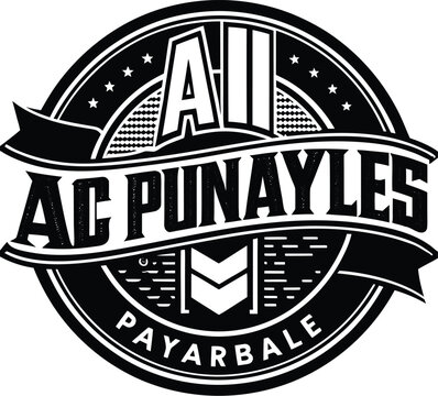 Black and white for ac pinayles payable with stars and banner
