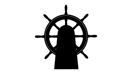 Ship Steering Wheel: A silhouette of a ship's steering wheel, symbolizing direction, guidance, and the journey ahead. © Abu