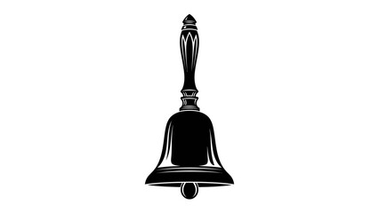 Vintage Handheld Bell: A classic, ornate handheld bell with a long, decorative handle, rendered in a striking silhouette. Its detailed design evokes a sense of nostalgia and tradition. © Abu