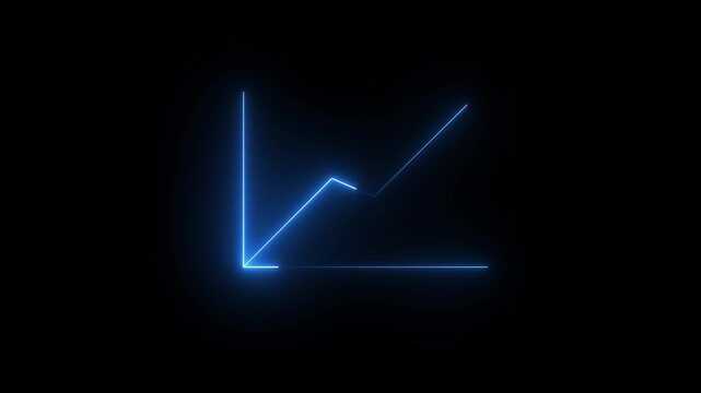 Neon glowing business graph icon animation. Neon business increases concept animation. Abstract neon arrow growth, success concept. Profit growing icon animation