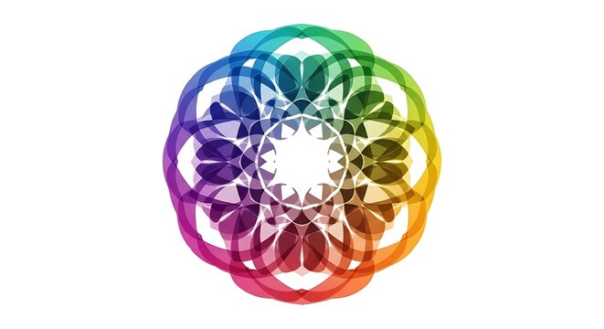 Colorful abstract mandala design with rainbow gradient floral patterns