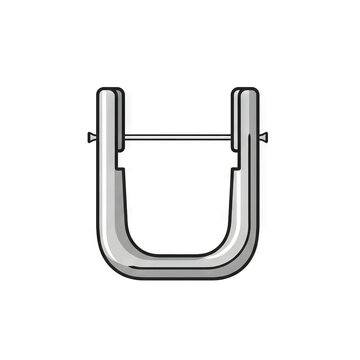 Ushaped metal shackle or clevis fastener with a locking pin, industrial hardware component for rigging and mechanical connections, isolated on white background