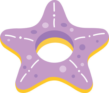 Purple Inflatable Starfish Swim Ring Flat Vector Icon Isolated on Transparent Background