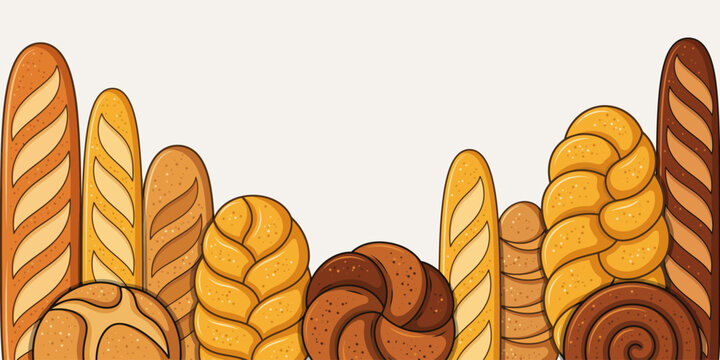 Assorted bread types and rolls collection
