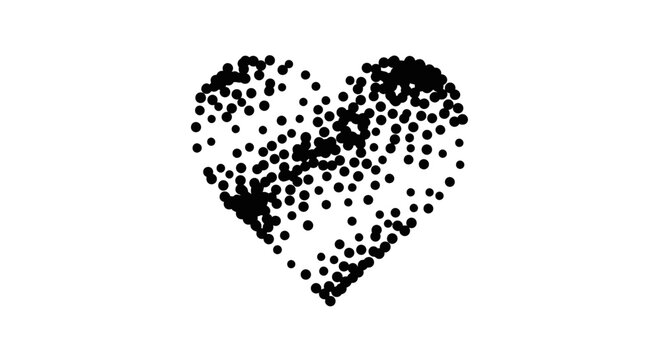 Black heart shape made of dots.