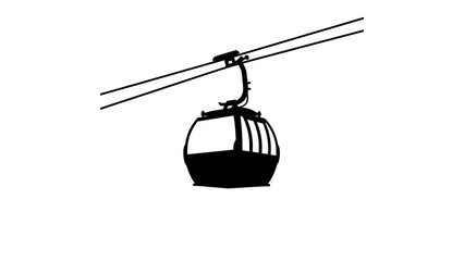 Cable Car Silhouette: A stark black silhouette of a cable car ascends a steep incline, suspended between two wires against an unseen backdrop, conveying a sense of upward mobility and connection. © Abu