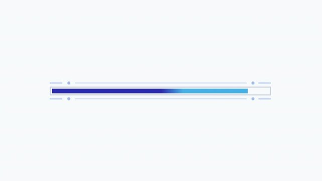 Modern flat vector animation of a minimal horizontal progress bar with smooth loading effect. Ideal for user interface, software, web applications, dashboards, and technology projects.