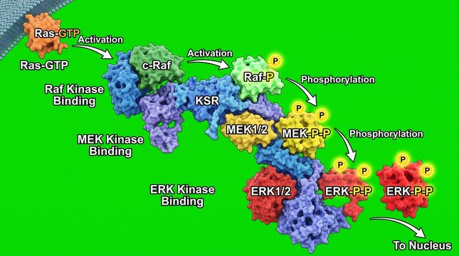 MAP Kinase Cascade Raf-MEK-ERK Signaling Pathway Diagram