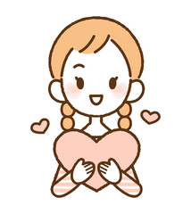 Obraz premium ハートを抱き抱える女性
