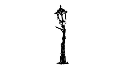 Antique Street Lamp Silhouette: A vintage street lamp, depicted as a stark black silhouette, stands as a solitary beacon, evoking a sense of history and timelessness. © Abu