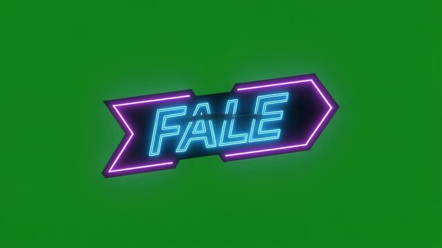 Neon Sign Fale Text Animation on Green Screen Chroma Key Background