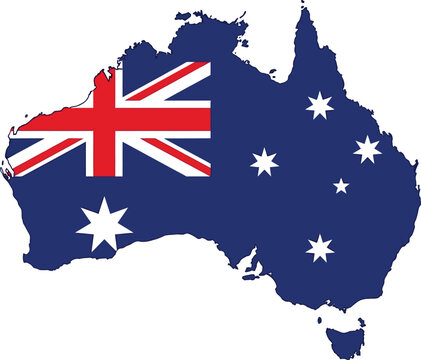 Australia country map with national flag texture australia australian continent geography