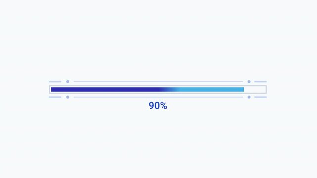 Modern flat vector animation of a minimal horizontal progress bar with percentage indicator and smooth loading effect. Ideal for user interface, software, web applications, dashboards, and technology 