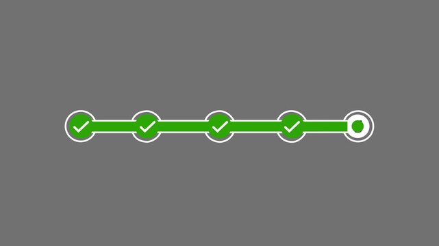 Step by step verification progress bar animation. five step verification bar with chick mark. verified concept animation.4k motion video.