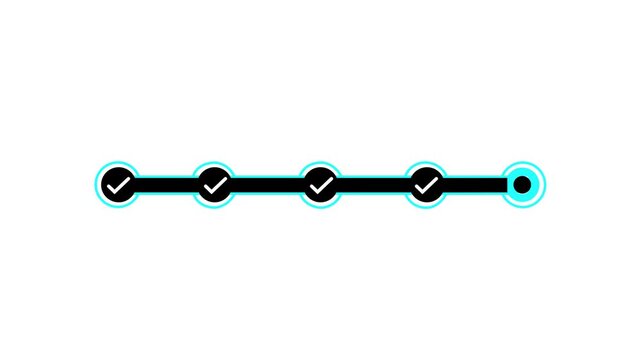 Step by step verification progress bar animation. five step verification bar with chick mark. verified concept animation.4k motion video.