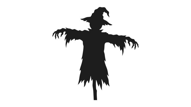 Scarecrow Silhouette: A stark black silhouette of a scarecrow, complete with a pointed hat and tattered clothing, stands guard, evoking a sense of autumnal charm and mystery.