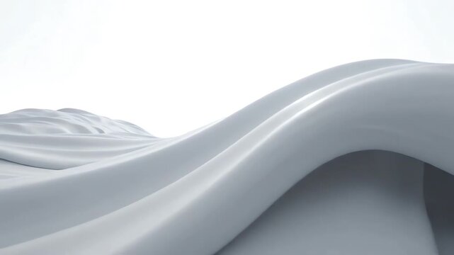 Abstract smooth white waves flowing gently in a bright pristine space representing purity and the void of creative potential