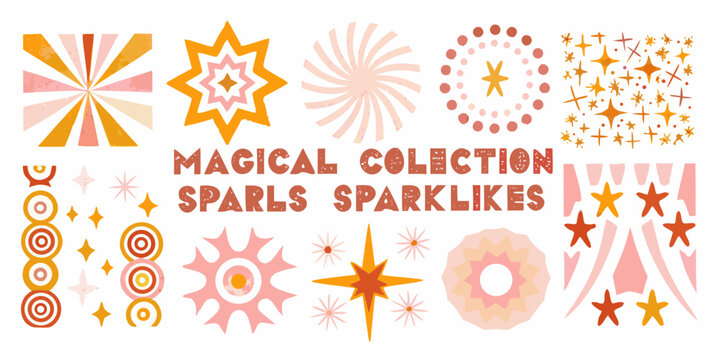 Starburst and sparkle patterns a colorful vector illustration collection
