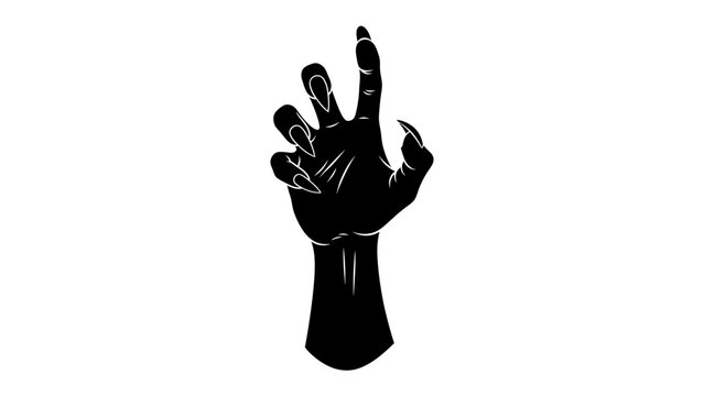 Monster hand claw reaching upwards: A striking silhouette of a dark, clawed hand reaches upward, its sharp talons extended in a gesture of menace or grasping for something beyond reach.